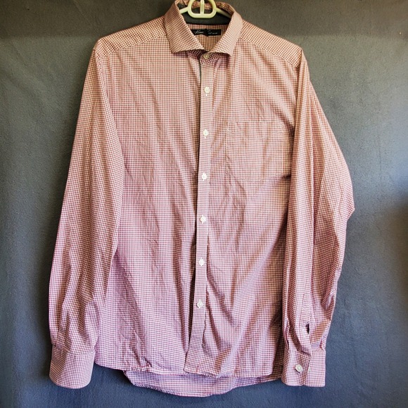 Kenneth Cole New York Other - Kenneth Cole New York Mens Red White Micro Check Button Down Shirt SM346545 M